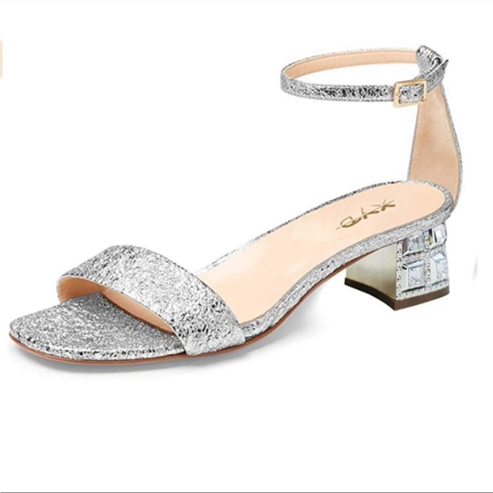 Silver Block heels Size 9 NWOT